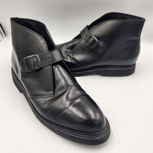 Boulet Buckle Strap Chukka Ankle Boot Shoe Men 12 D Black Leather Gumlite Vibram